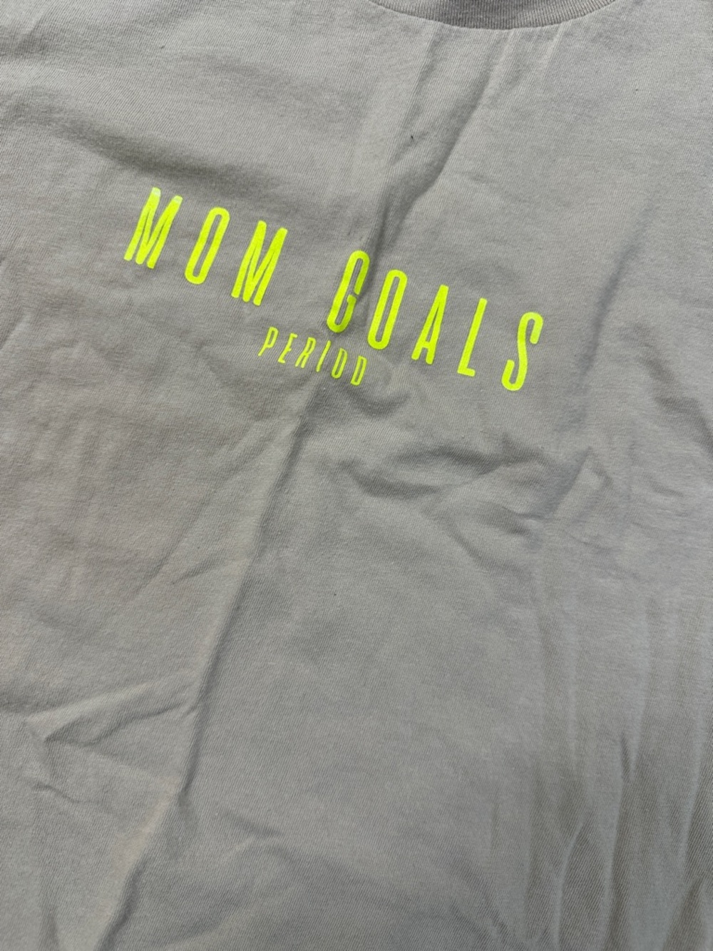 Bella Canvas Gray Tee with Neon Yellow "MOM GOALS" Print